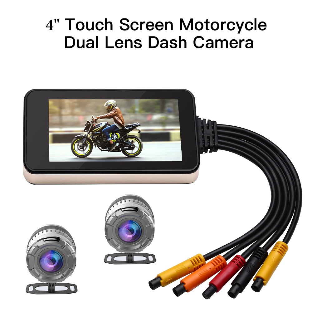 New Motorcycle Dash Cam Camera With Touch Screen Dual Lens Bike