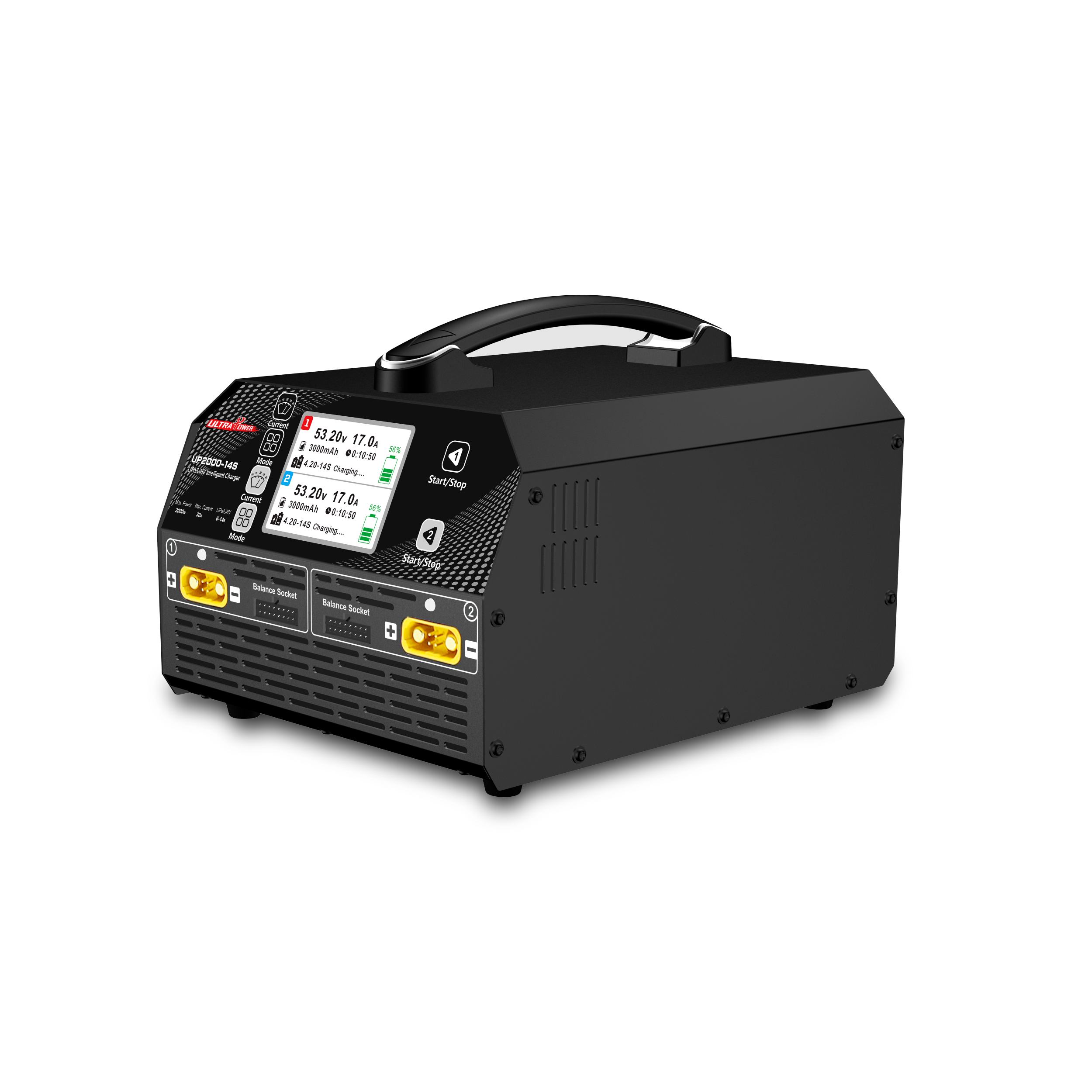 UP2000-14S 1500W 双通道锂聚合物锂高压智能电池充电器 6-14S 100-240V（适用于遥控模型）