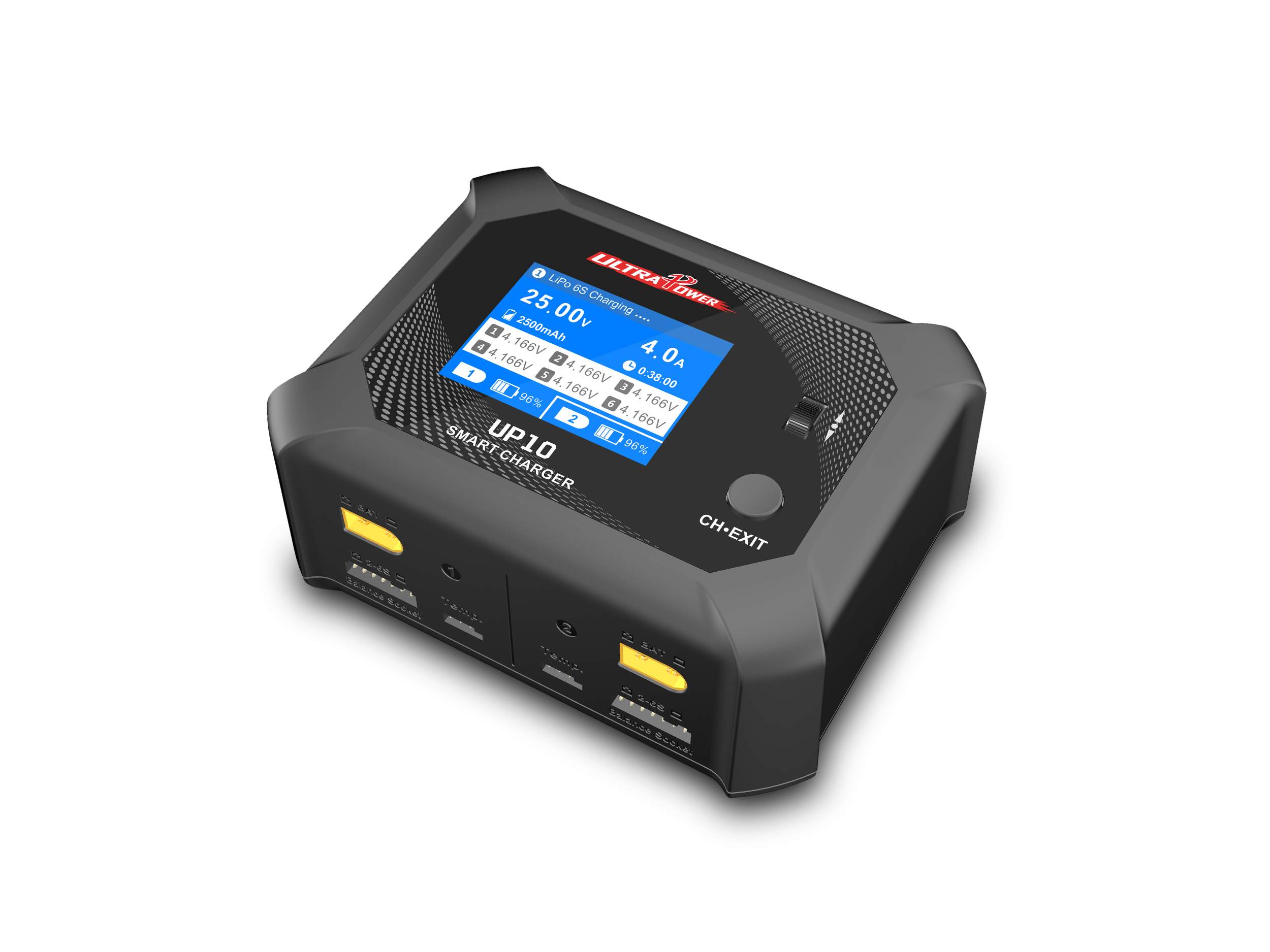 UP10 200W Dual Channel LiPo/LiHV/LiFe/Li-ion Battery Charger 1-6S 100-240V AC 11.0-18.0V DC for RC Models