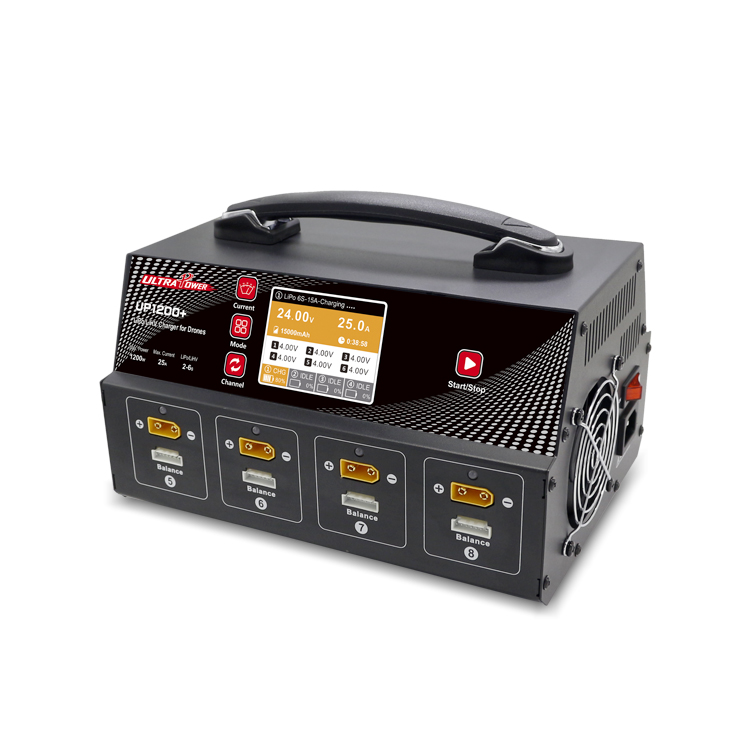 UP1200+ 1200W 8-Channel LiPo/LiHV Battery Charger 2-6S 110V/220V for RC Models