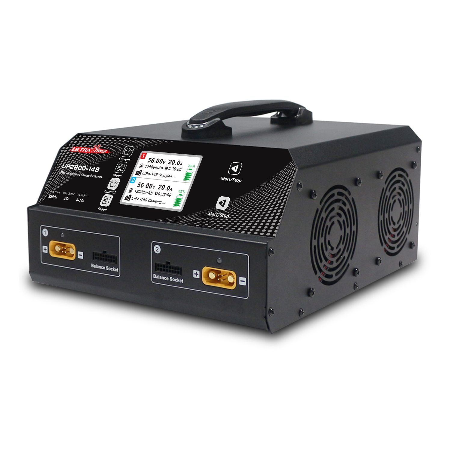 UP2800-14S 2800W Dual Channel LiPo/LiHV Intelligent Battery Charger 6-14S 220V for RC Models