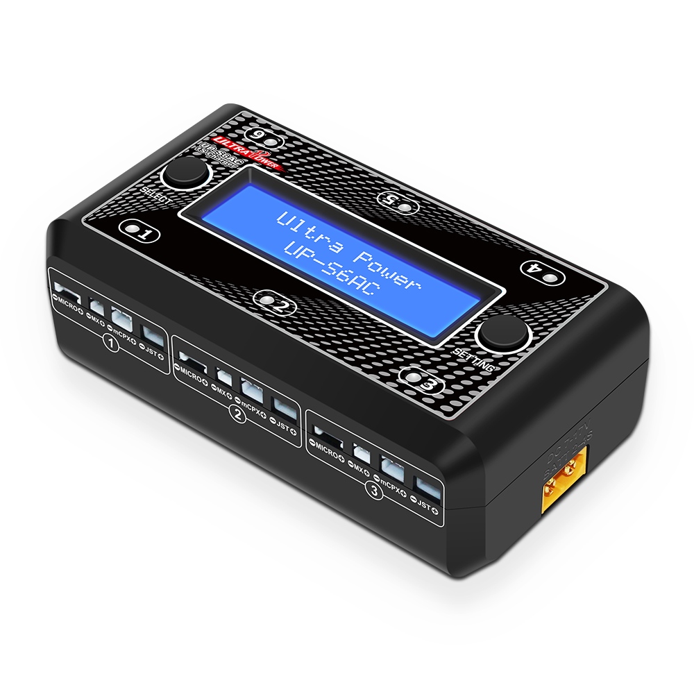 UP-S6AC 26.1W 6-Channel LiPo/LiHV 1S Battery Charger 100-240V AC 7.0-17.0V DC for RC Models